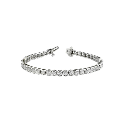 18ct White Gold Diamond Rubover Tennis Bracelet 1.00 carats 7.0