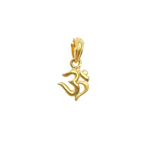 22ct Yellow Gold High Polished & Matt Finish Small Om Pendant