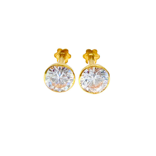 22ct Yellow Gold Round Bezel Children's Stud Earrings 2.5-4.5mm 
