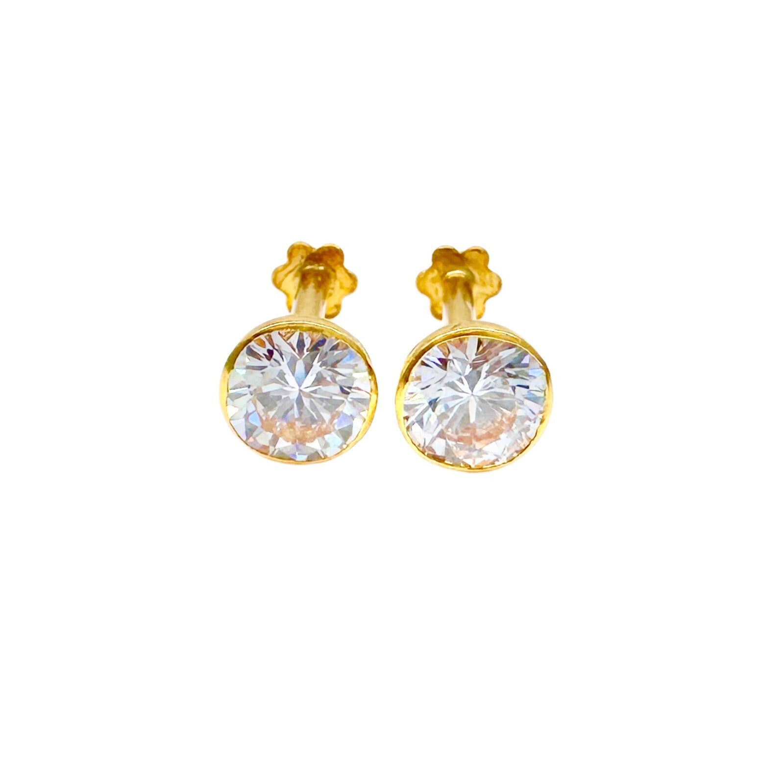 22ct Yellow Gold Round Bezel Children's Stud Earrings 2.5-4.5mm - Raina Jewels