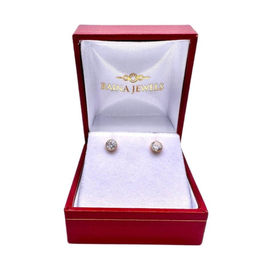 22ct Yellow Gold Round Bezel Children's Stud Earrings 2.5-4.5mm - Raina Jewels