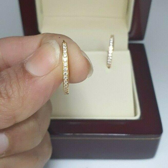 22ct Yellow Gold Round Cubic Zirconia Hoop Earrings, 2.5gm