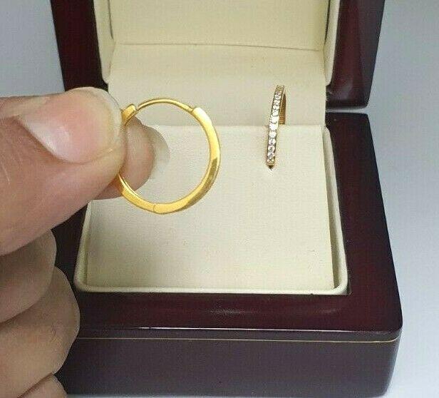 22ct Yellow Gold Round Cubic Zirconia Hoop Earrings, 2.5gm