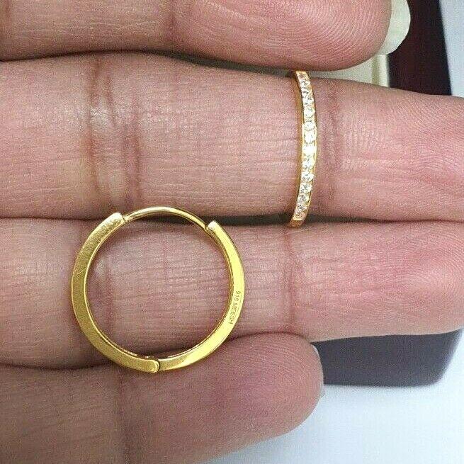 22ct Yellow Gold Round Cubic Zirconia Hoop Earrings, 2.5gm