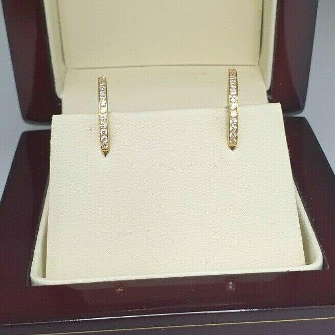 22ct Yellow Gold Round Cubic Zirconia Hoop Earrings, 2.5gm