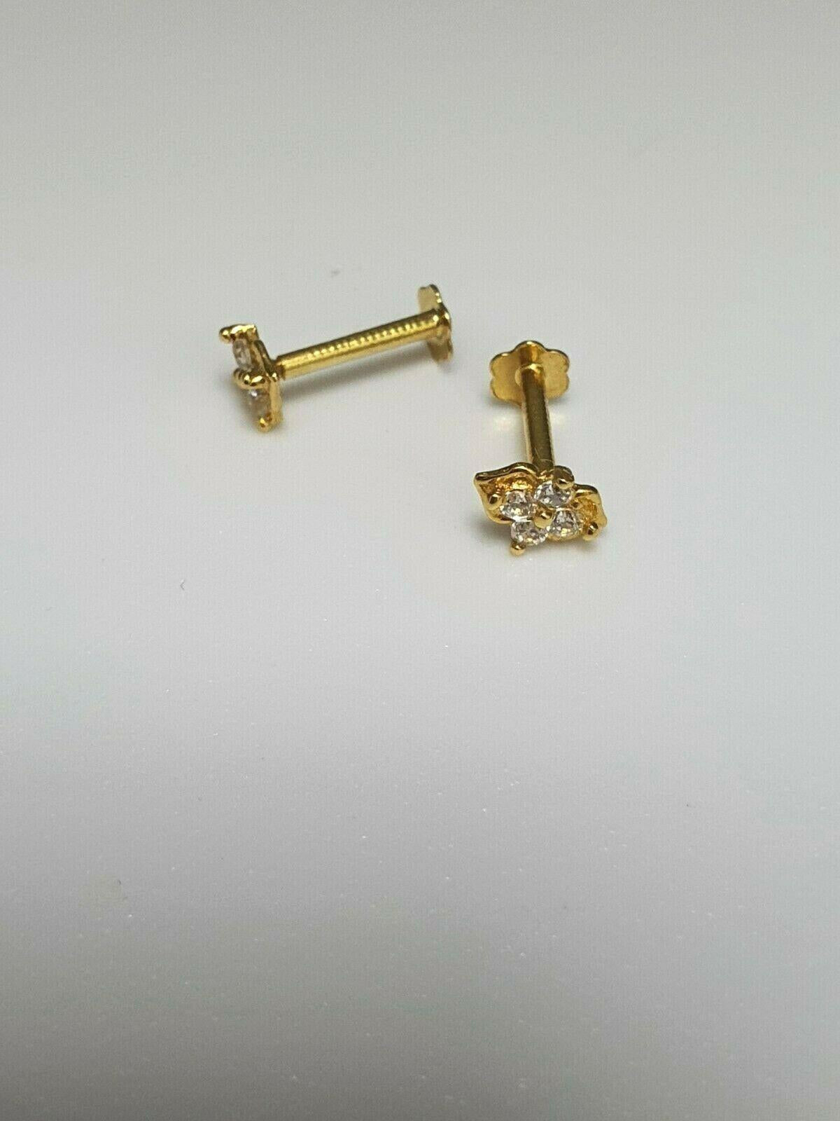 22ct Yellow gold Cubic Zircon Children's earrings claw set