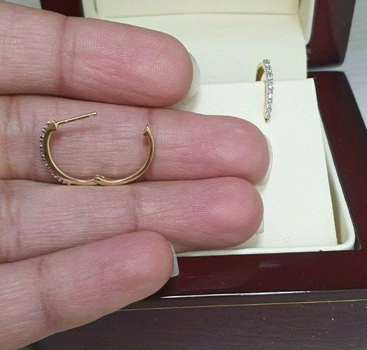 18ct Yellow Gold Diamond Pair of Hoop Earrings 0.08ct