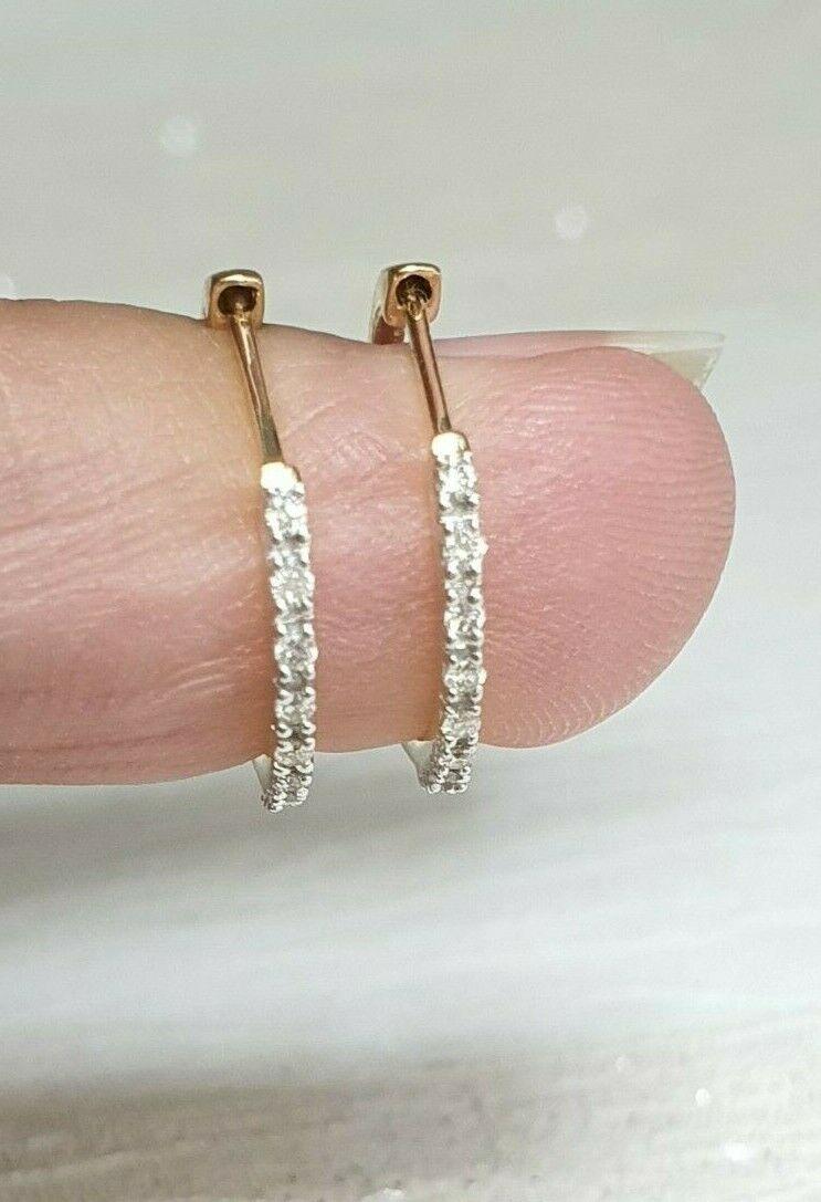 18ct Yellow Gold Diamond Pair of Hoop Earrings 0.08ct