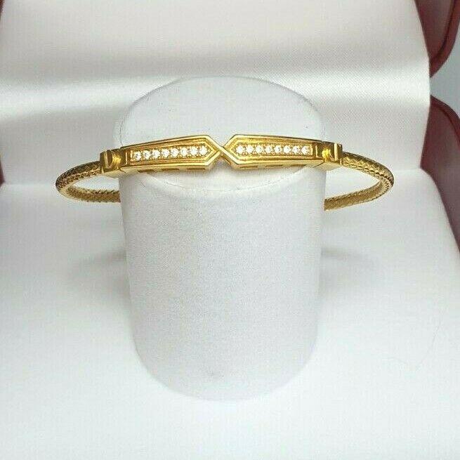 22ct Yellow Gold Cubic Zirconia Ladies Flexible Bangle/ Bracelet