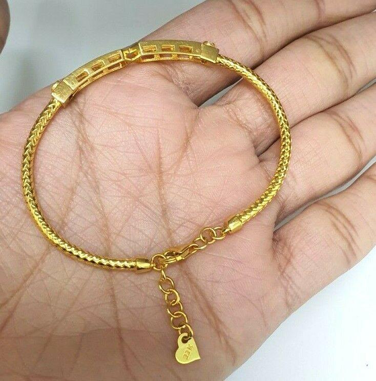 22ct Yellow Gold Cubic Zirconia Ladies Flexible Bangle/ Bracelet