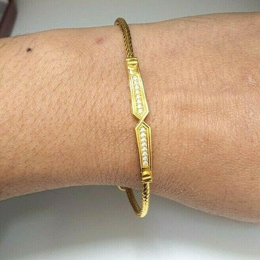 22ct Yellow Gold Cubic Zirconia Ladies Flexible Bangle/ Bracelet