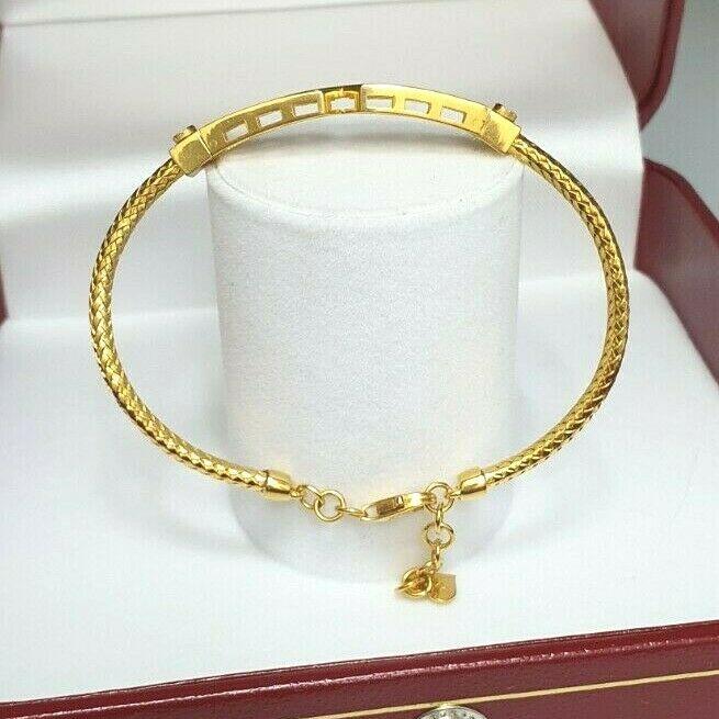 22ct Yellow Gold Cubic Zirconia Ladies Flexible Bangle/ Bracelet