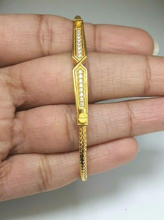 22ct Yellow Gold Cubic Zirconia Ladies Flexible Bangle/ Bracelet