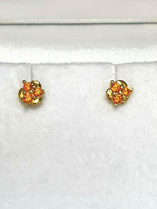 22ct Yellow Gold Orange Cubic Zircon Children's earrings claw set