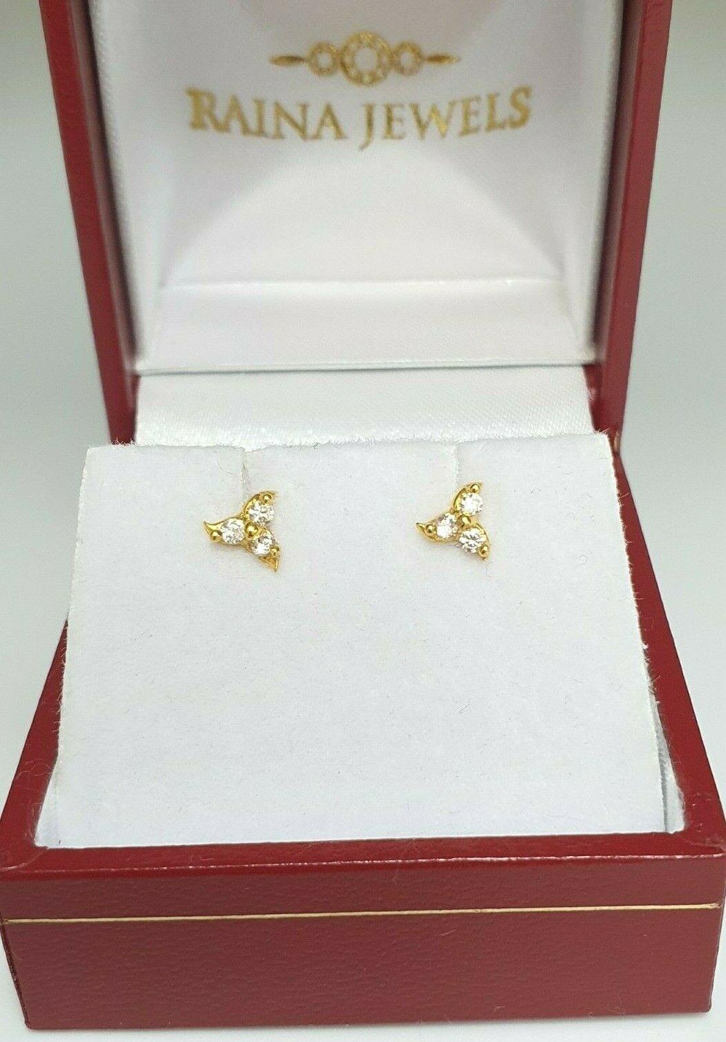 22ct Yellow Gold Cubic Zircon Children's Earrings Claw Set