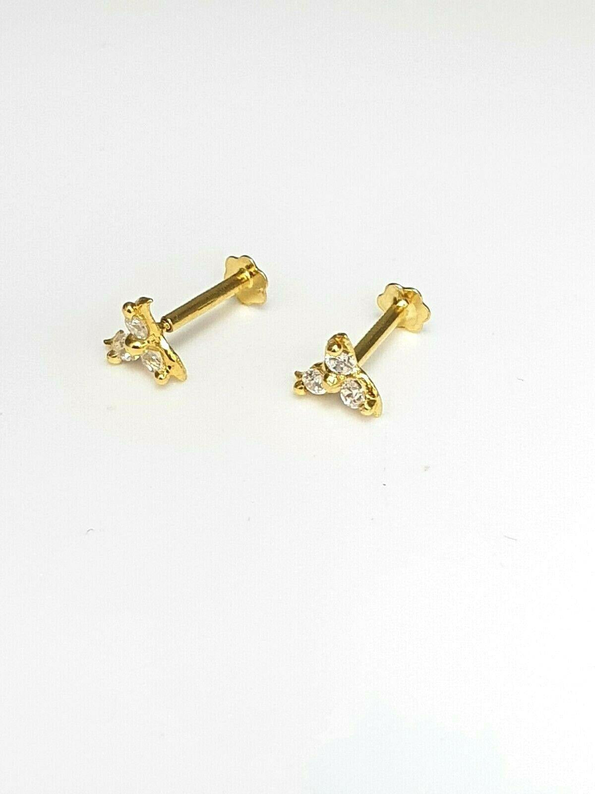 22ct Yellow Gold Cubic Zircon Children's Earrings Claw Set