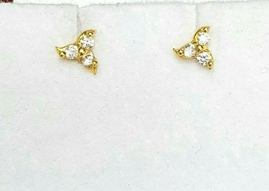 22ct Yellow Gold Cubic Zircon Children's Earrings Claw Set