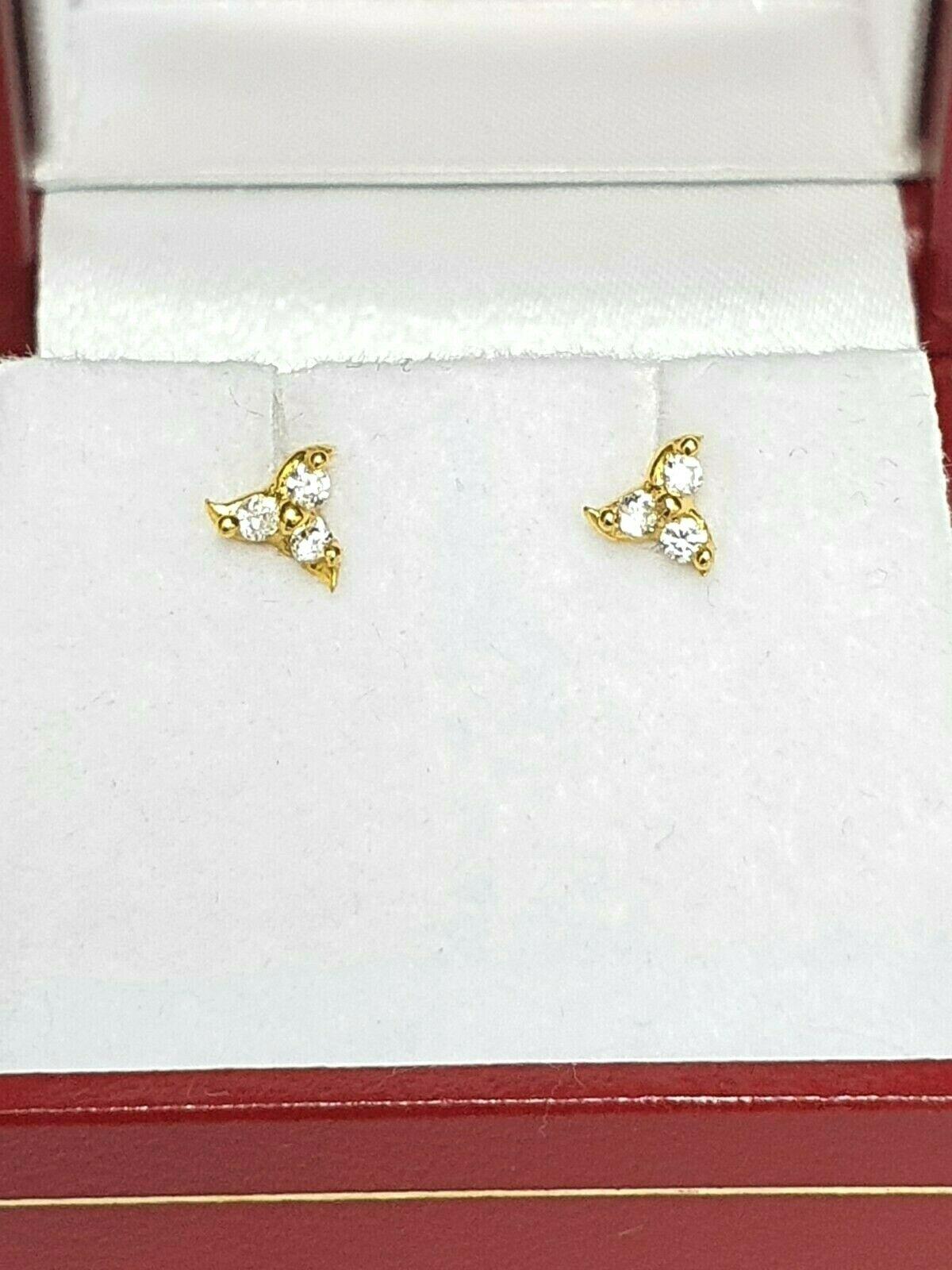 22ct Yellow Gold Cubic Zircon Children's Earrings Claw Set