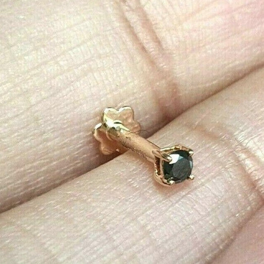 18ct Rose Gold & Black Diamond Nose Stud / Nose Pin 0.02 Carats 4-Claw 2.0mm