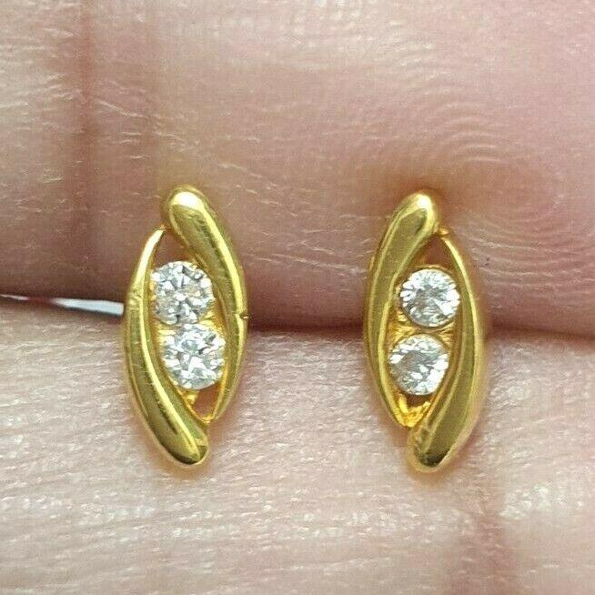 22ct Yellow Gold Two Stone Cubic Zirconia Earrings Claw Set