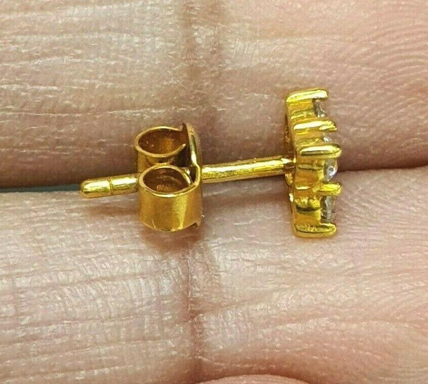 22ct Yellow Gold Cubic Zirconia Four Stone Earrings Claw Set