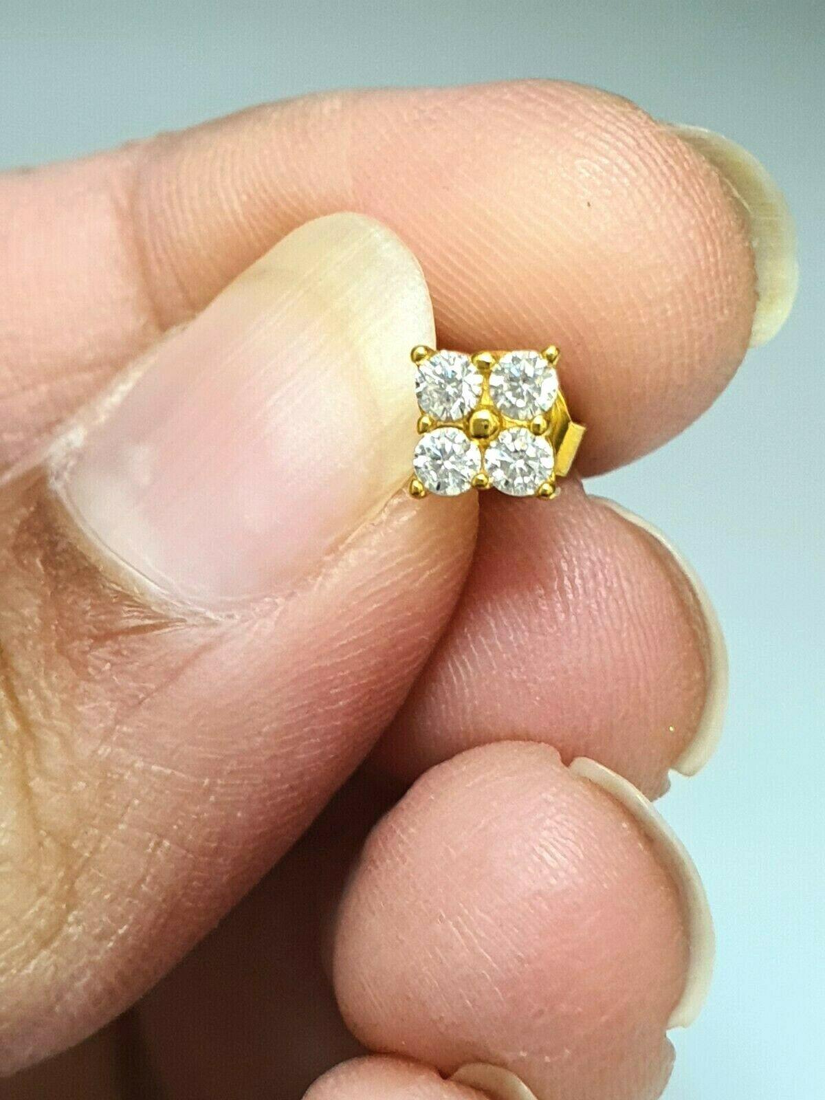 22ct Yellow Gold Cubic Zirconia Four Stone Earrings Claw Set