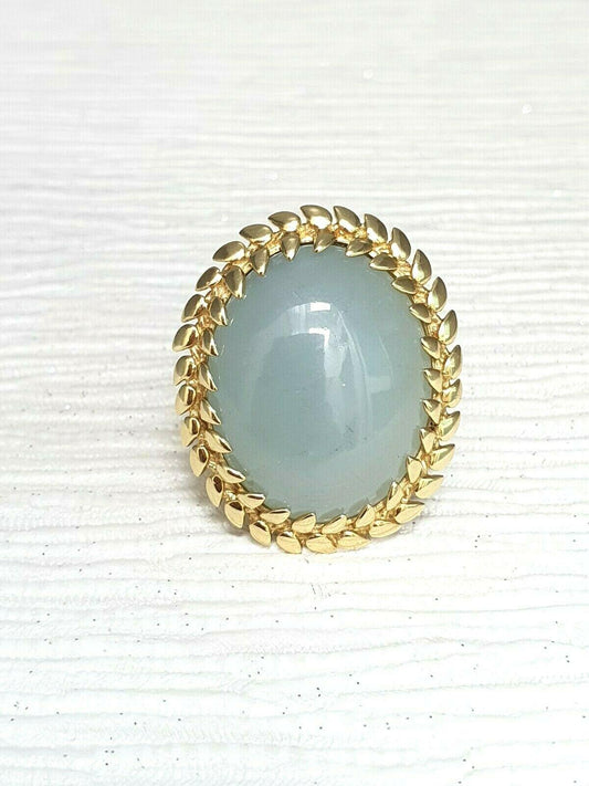 Carla Amorim 18K Yellow Gold Cabochon Aquamarine Cocktail Ring Pre-Owned