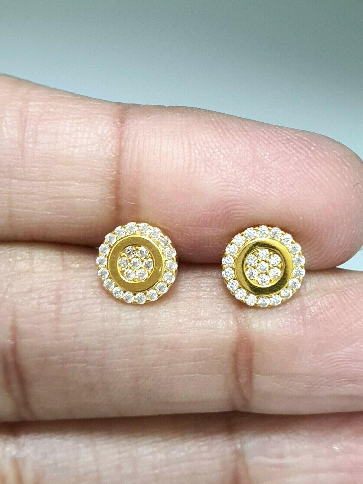 22ct Yellow Gold Cubic Zirconia Round Cluster Stud Earrings