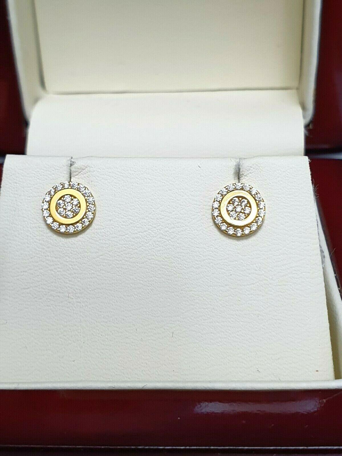 22ct Yellow Gold Cubic Zirconia Round Cluster Stud Earrings