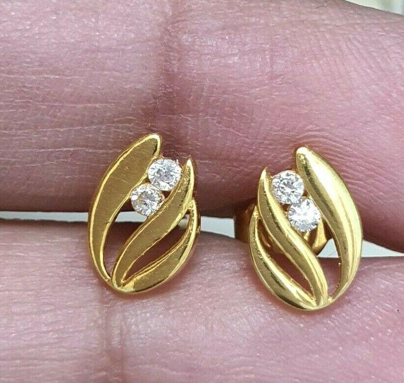 22ct Yellow Gold Cubic Zirconia Pair Stud Earrings