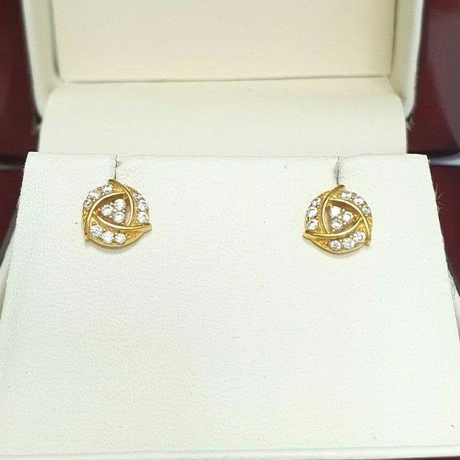 22ct Yellow Gold Cubic Zirconia Round Cluster Stud Earrings