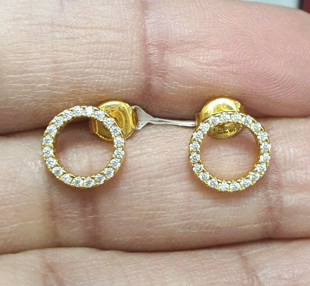 22ct Yellow Gold Cubic Zirconia Earrings Claw Set