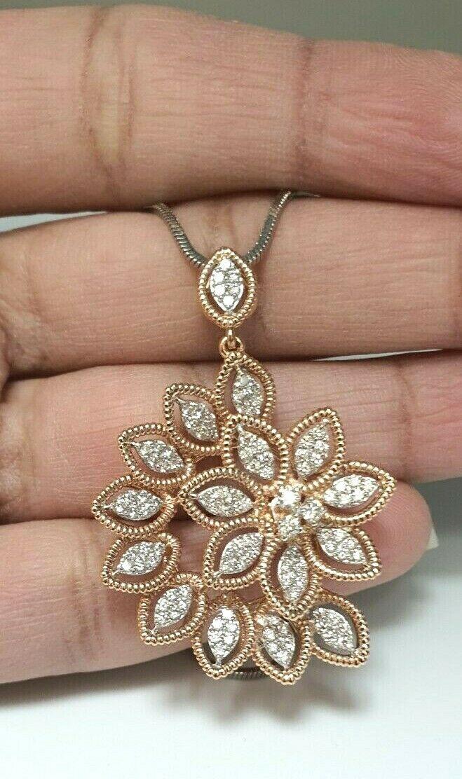 18ct Rose Gold Diamond Pendant & Chain With Matching Earrings 2.61ct