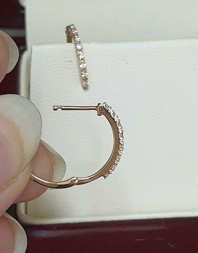 18ct Rose Gold Diamond Pair of Hoop Earrings 0.10ct 1.1mm wide