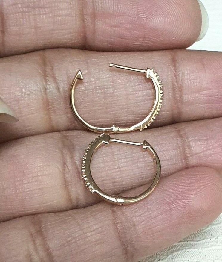 18ct Rose Gold Diamond Pair of Hoop Earrings 0.10ct 1.1mm wide