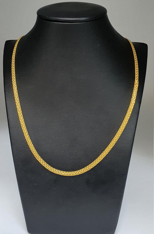 22ct Yellow Gold Men's/Ladies Fancy Flat Chain Necklace 22'' Inches