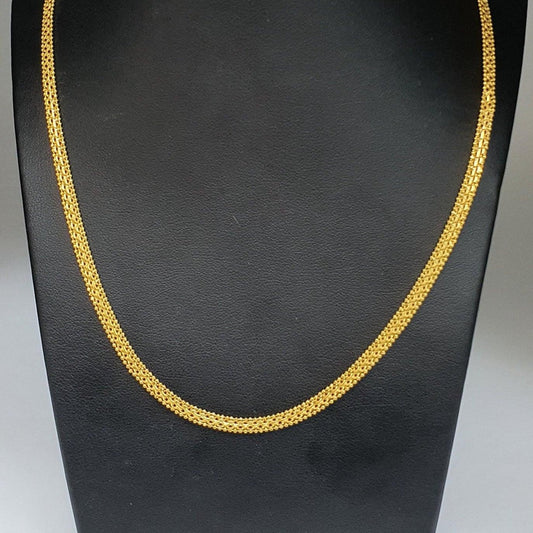 22ct Yellow Gold Mens/Ladies Fancy Flat Chain Necklace 20 Inches