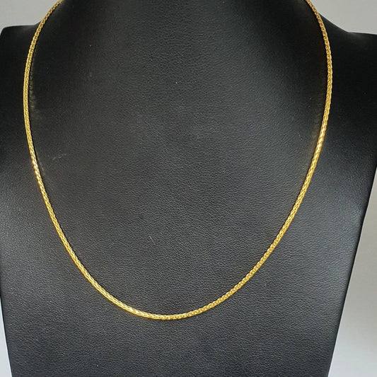 22K Yellow Gold Mens/Ladies Spiga Chain Necklace 22'' Inches