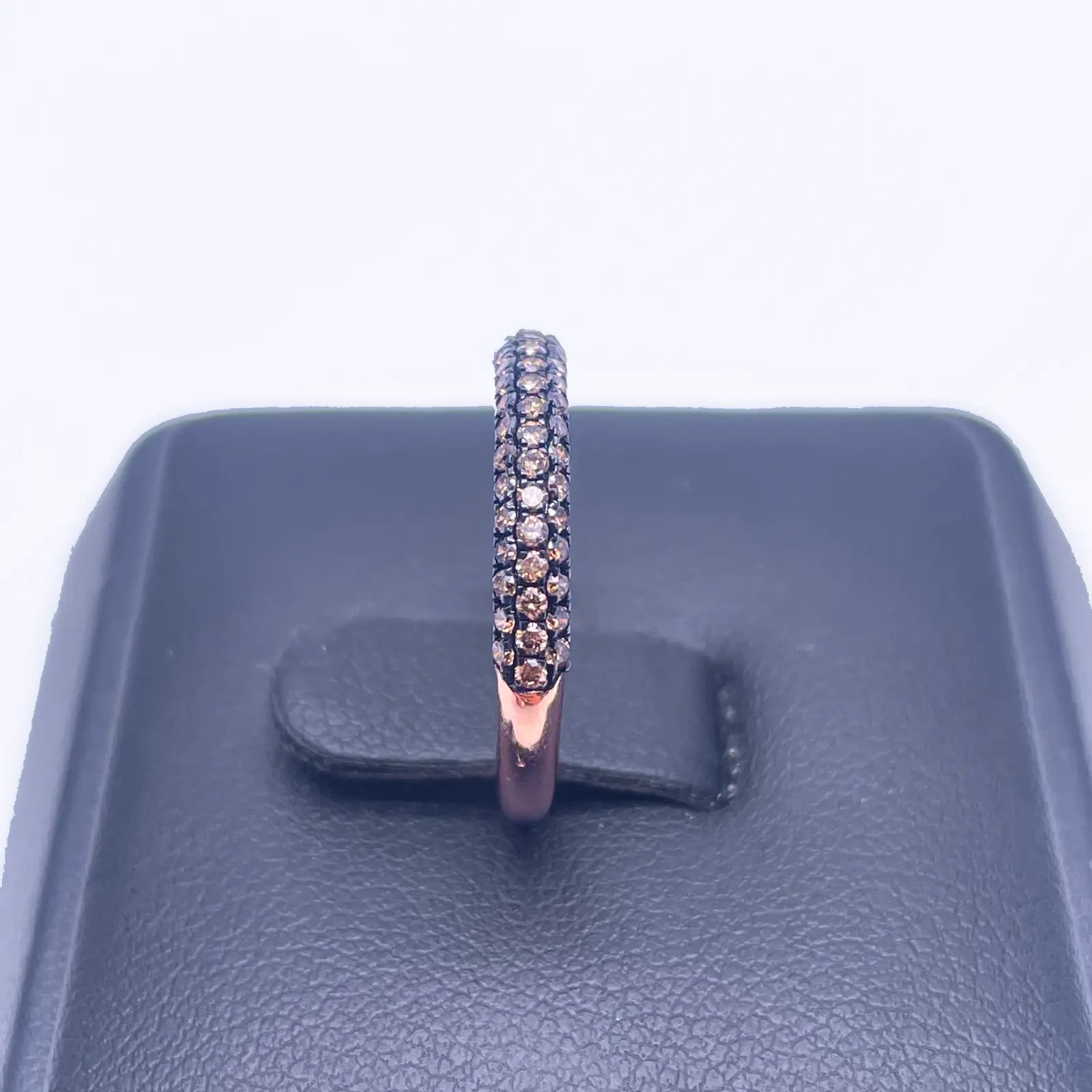 14ct Rose Gold Champagne Diamond 3 Row Dome Shaped Pave Set Ring 0.36ct  Diamond Ring