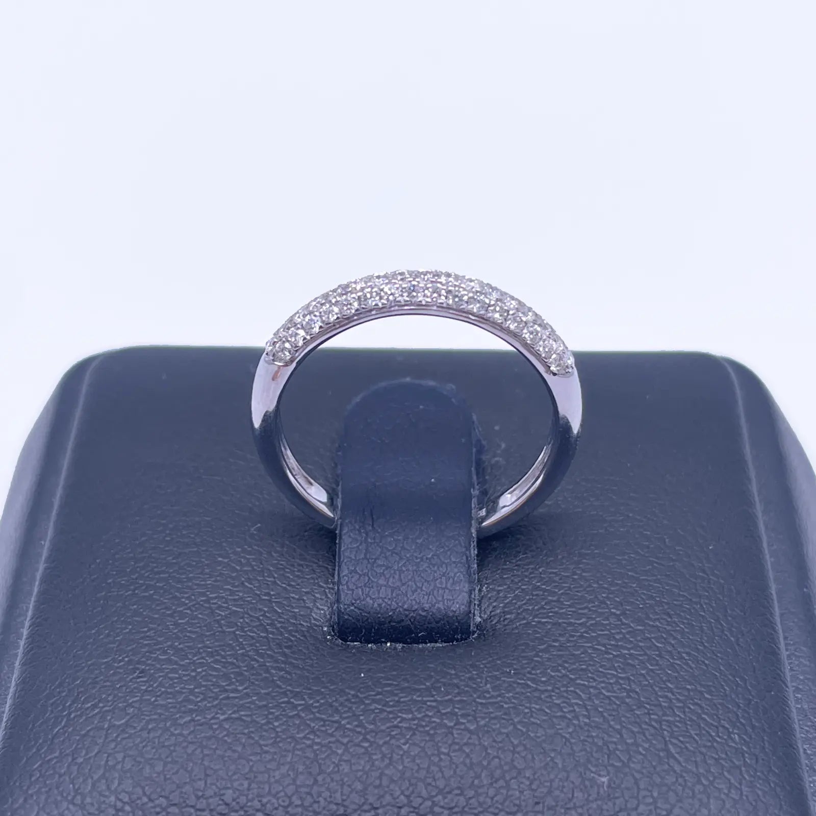 14ct White Gold 3 Diamond Row Dome Shaped Pave Set Ring 0.34ct  Diamond Ring