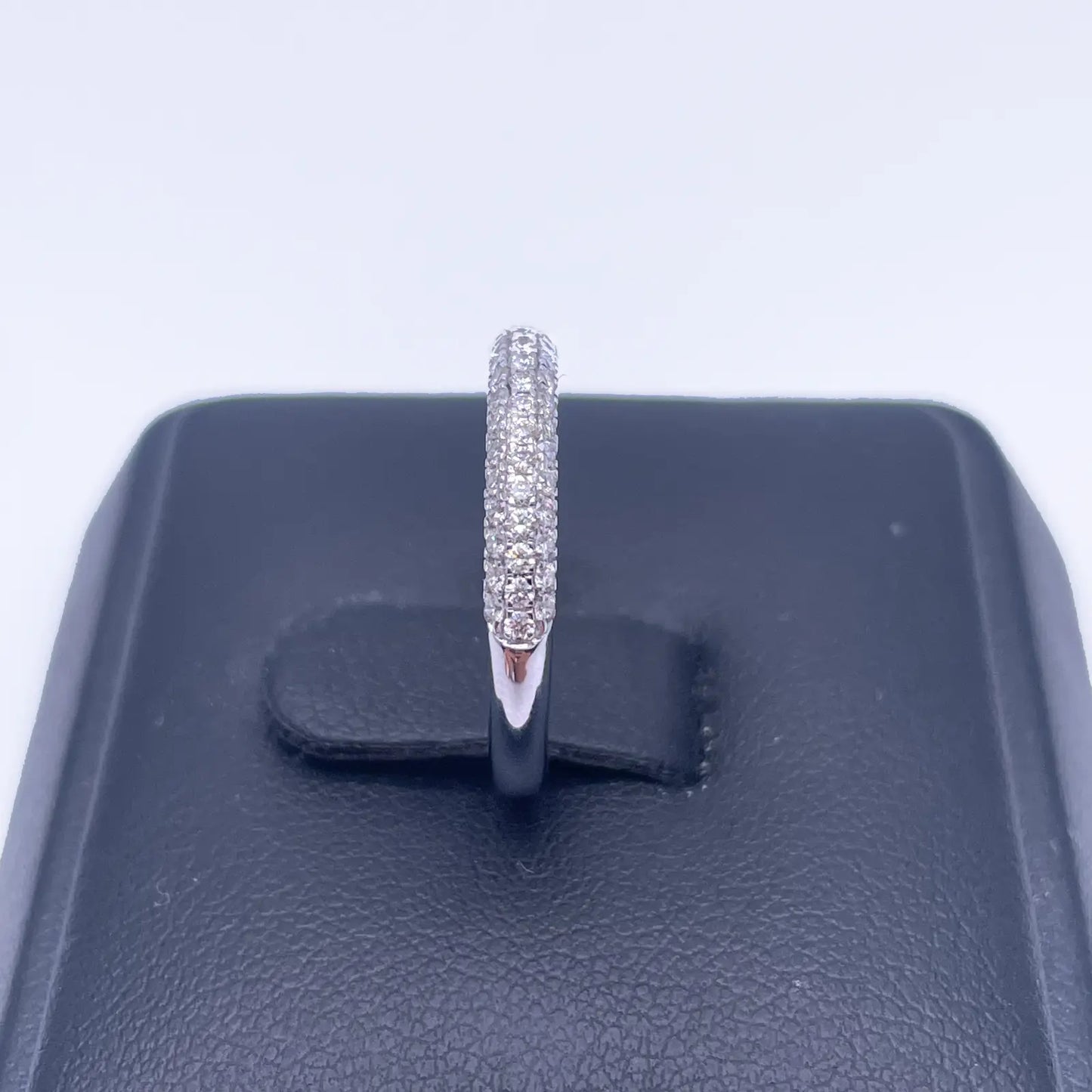 14ct White Gold 3 Diamond Row Dome Shaped Pave Set Ring 0.34ct  Diamond Ring