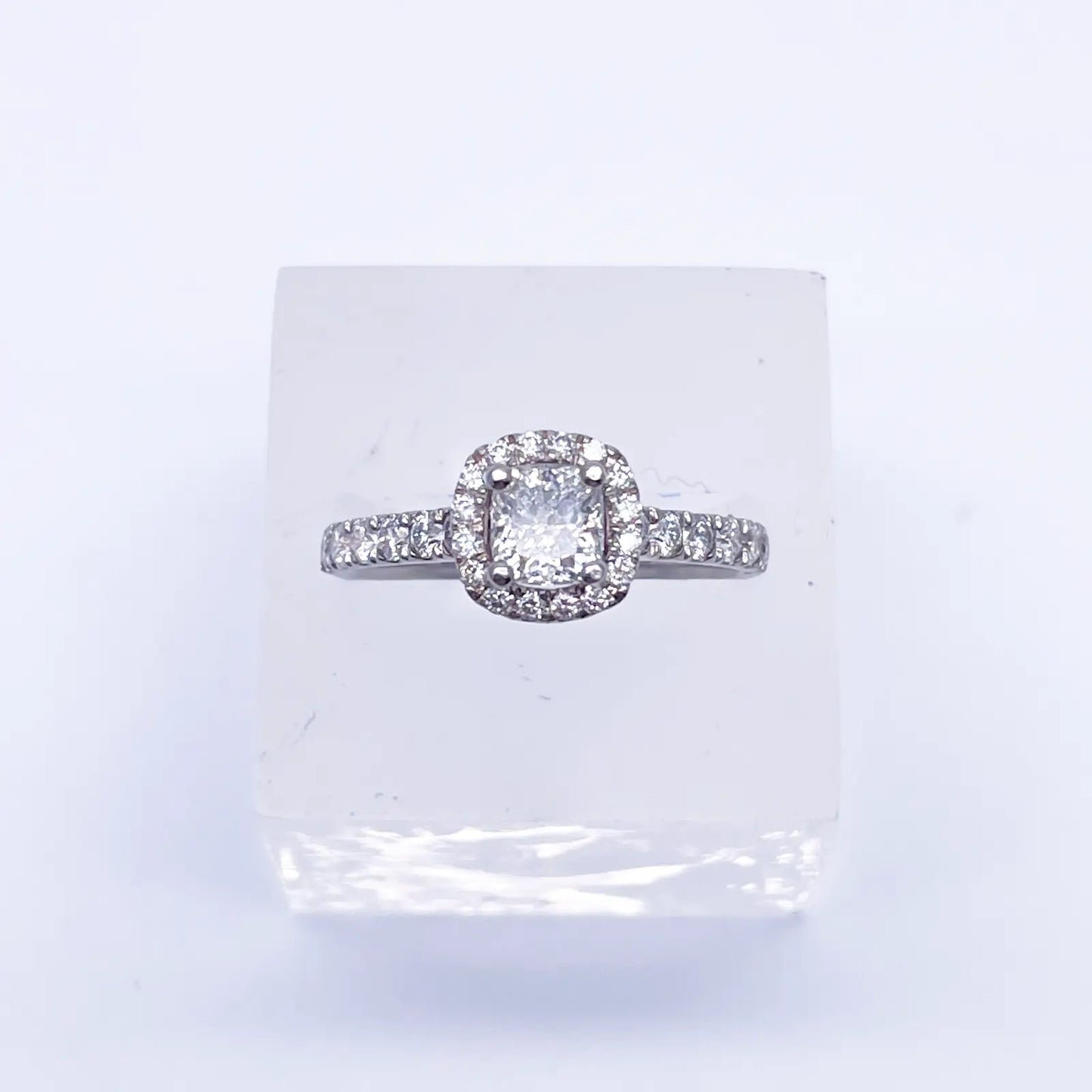 14ct White Gold 4-Claw Cushion Natural Diamond  Engagement Ring 1.28ct  Diamond Ring