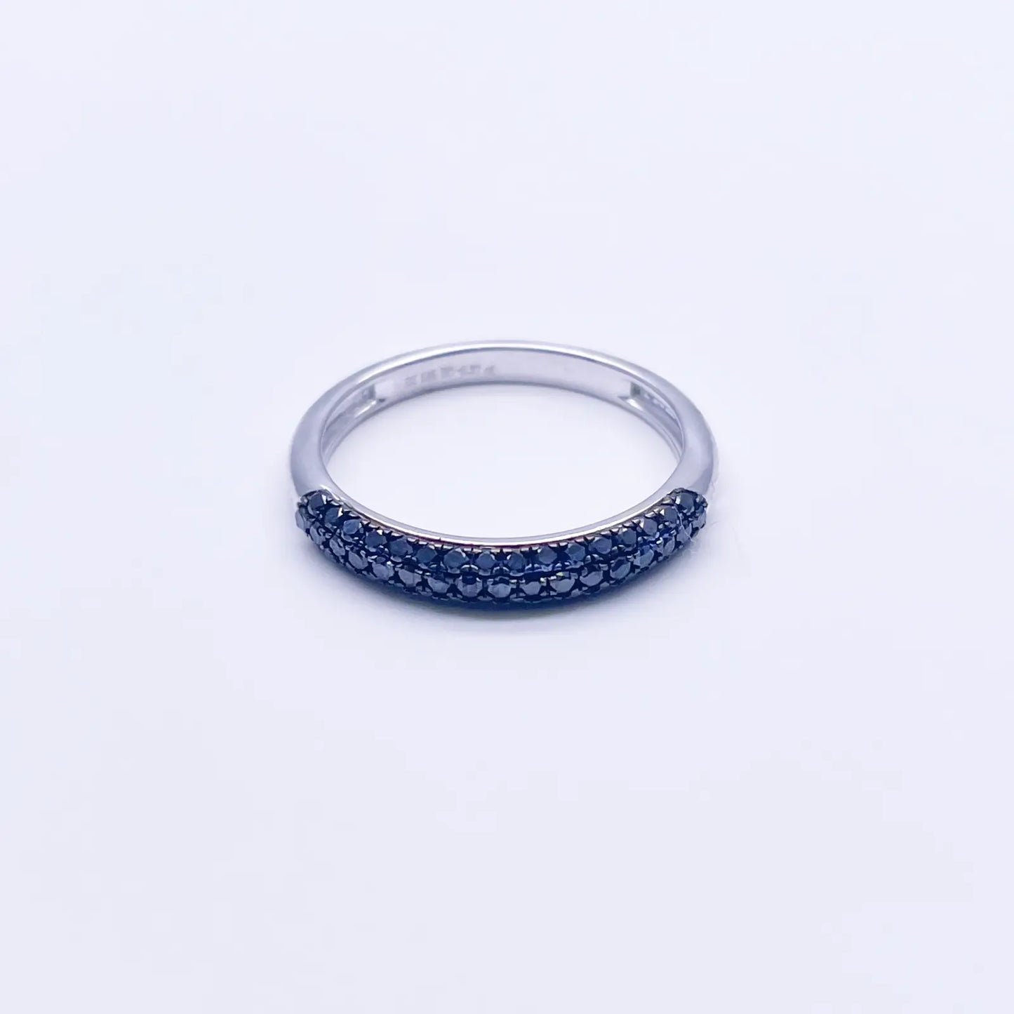 14ct White Gold Black Diamond 3 Row Dome Shaped Pave Set Ring 0.37ct  Diamond Ring