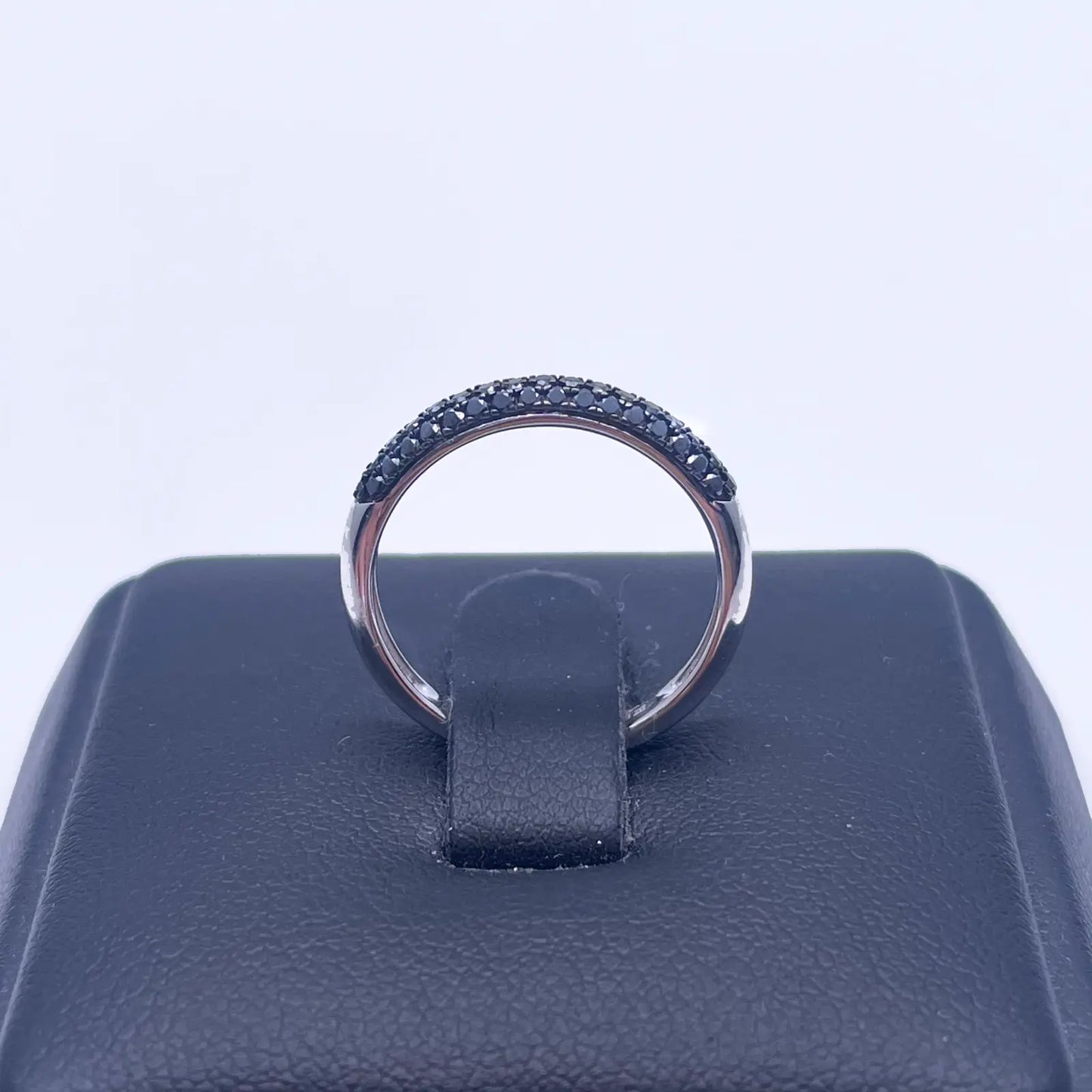 14ct White Gold Black Diamond 3 Row Dome Shaped Pave Set Ring 0.37ct  Diamond Ring