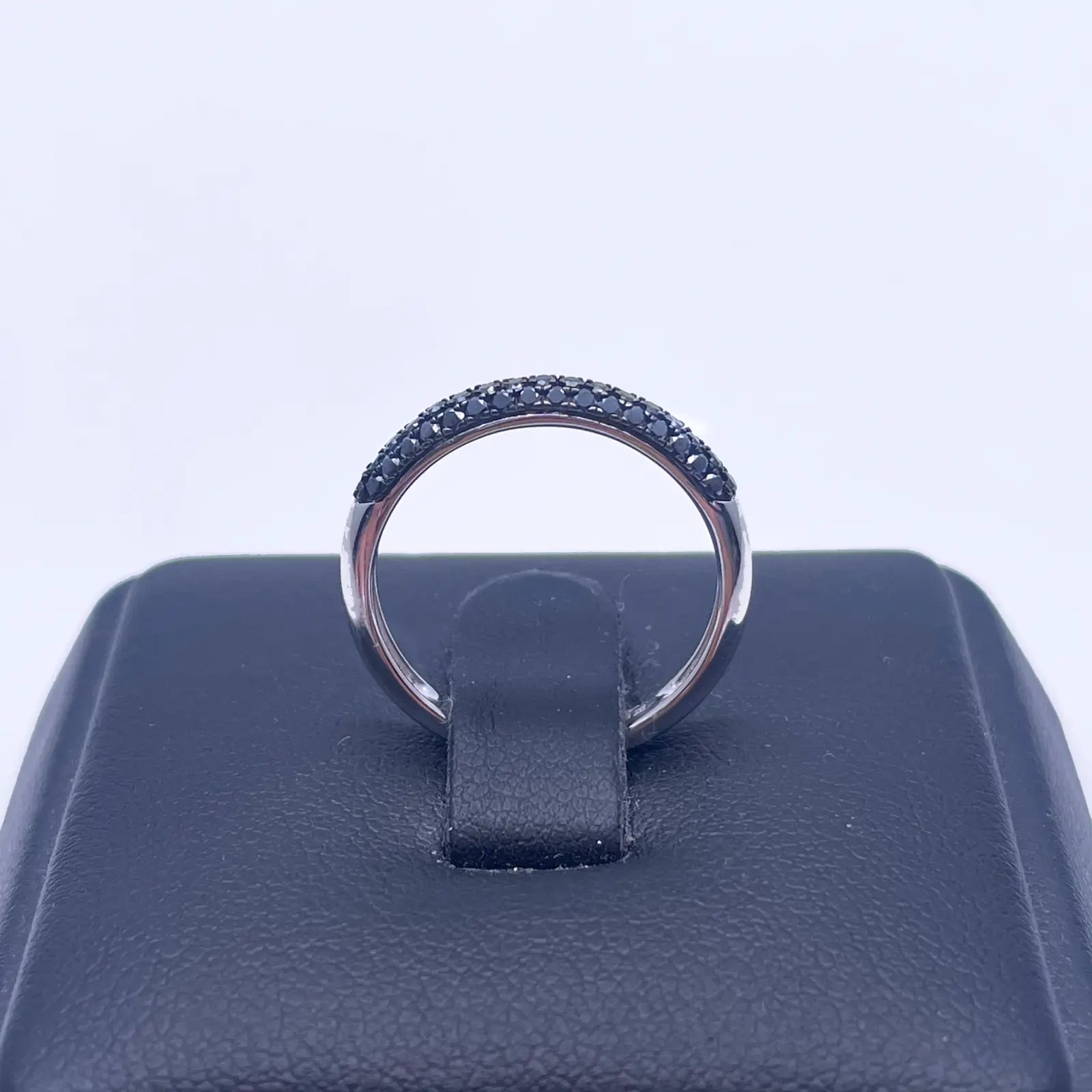 14ct White Gold Black Diamond 3 Row Dome Shaped Pave Set Ring 0.37ct  Diamond Ring