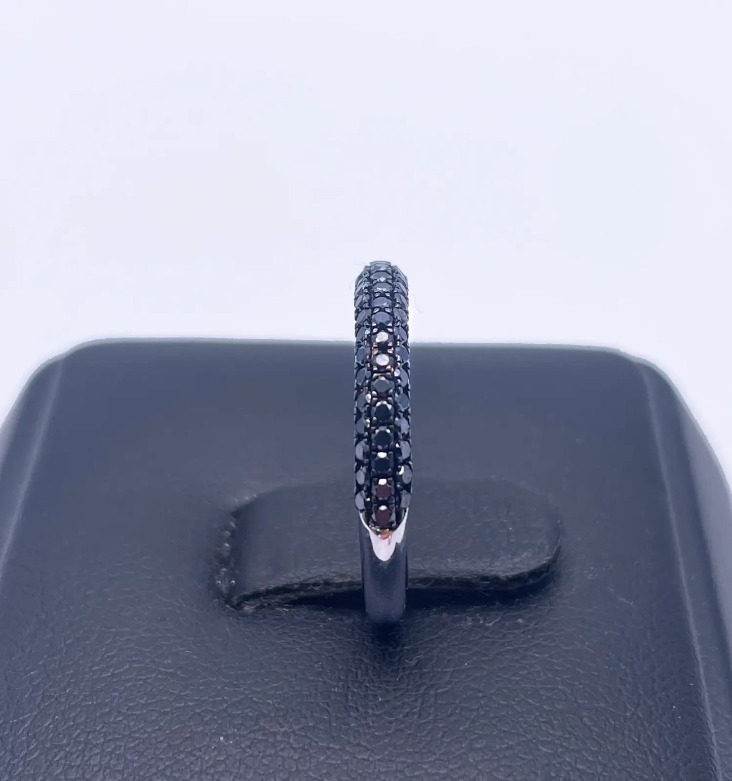 14ct White Gold Black Diamond 3 Row Dome Shaped Pave Set Ring 0.37ct  Diamond Ring