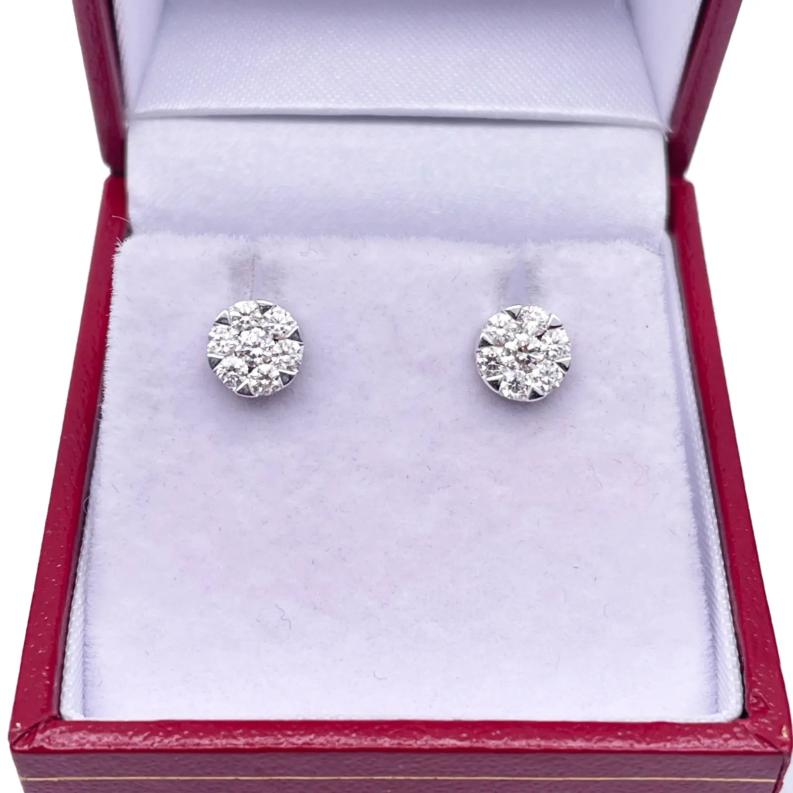 14ct White Gold Diamond Round Cluster Stud Earrings 0.48ct 