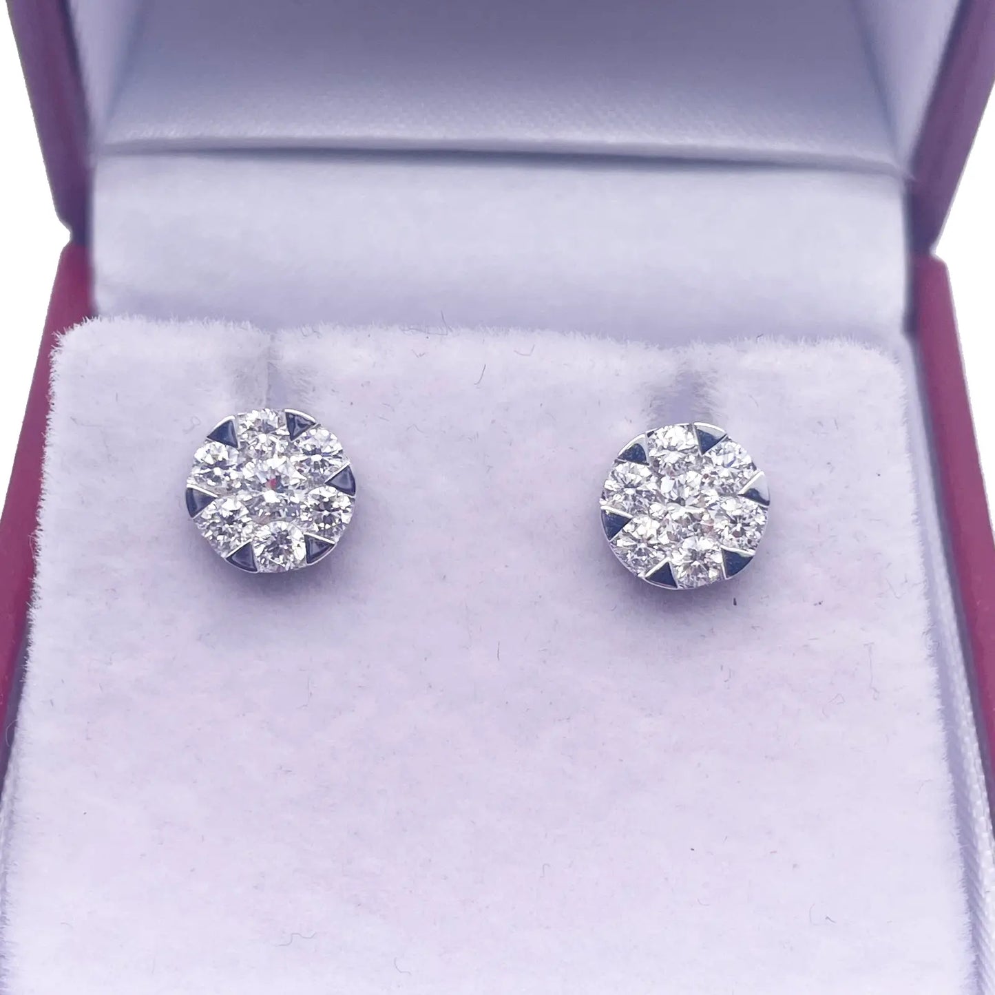 14ct White Gold Diamond Round Cluster Stud Earrings 0.66ct 
