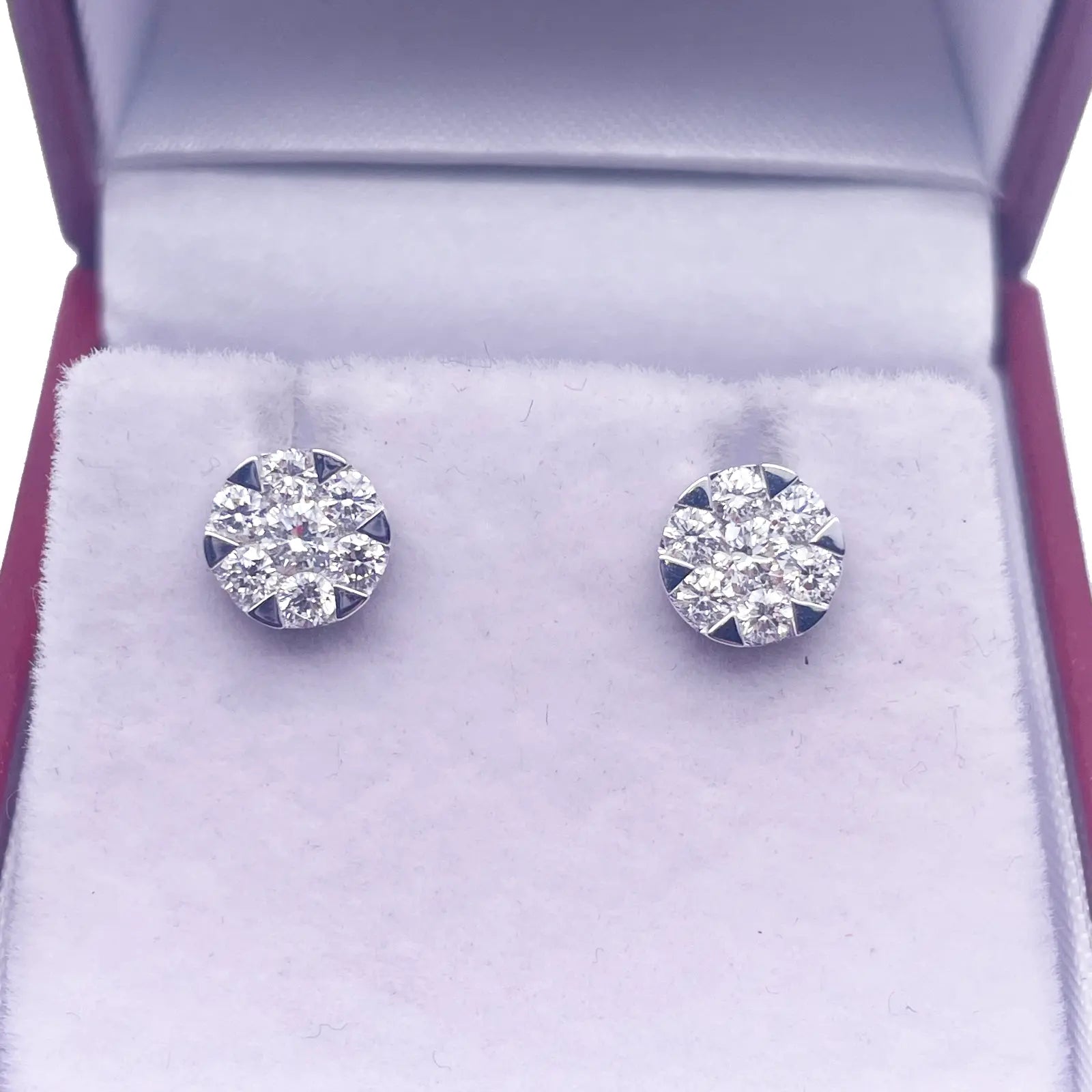 14ct White Gold Diamond Round Cluster Stud Earrings 0.66ct 