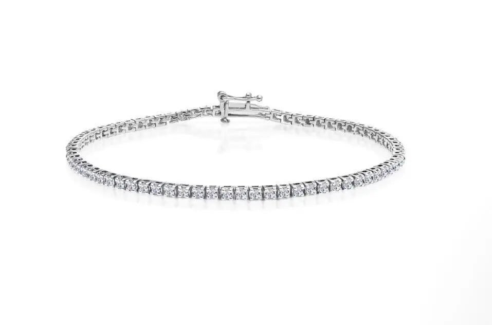 14ct White Gold Diamond Tennis Bracelet 4 Claw 0.91ct  Diamond Bracelets